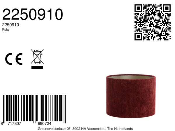 Rode cilindervormige stoffen lampenkap Light & Living Ruby - Ø 50 cm - Image 8