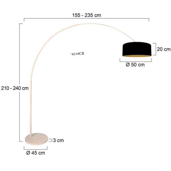 Beige staande booglamp met zwarte kap Steinhauer Sparkled Light - Image 7