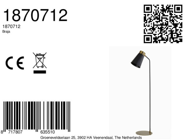 Zwarte vloerlamp met kegelkap vintage Light & Living Braja - H 143 cm - Image 8