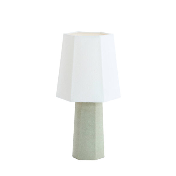 Witte stoffen tafellamp geometrisch ontwerp Light & Living Musabo - H 49 cm