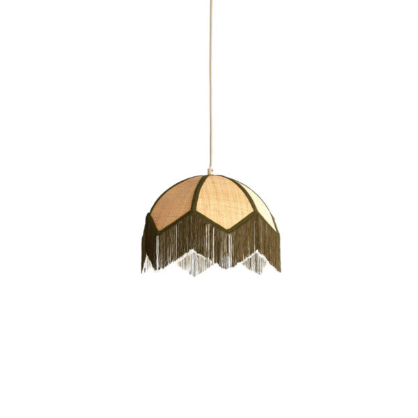 Rieten hanglamp met kleuraccent en franjes Light & Living Sulina - Ø 35 cm