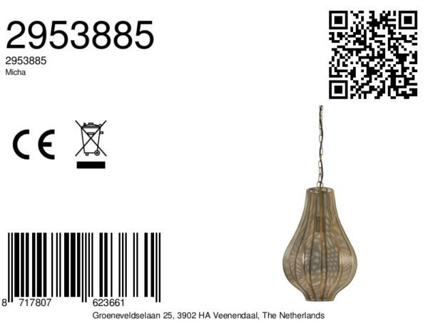 Gouden metalen gaas hanglamp Light & Living Micha - Ø 29 cm - Image 7
