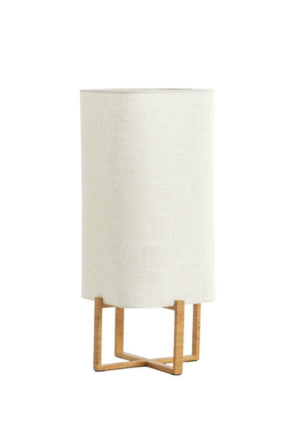 Tafellamp met rechthoekige lampenkap wit linnen Light & Living Wyn - H 50,5 cm - Image 3