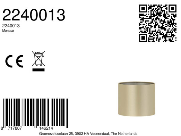 Cilindervormige gouden lampenkap Light & Living Monaco - Ø 40 cm - Image 4