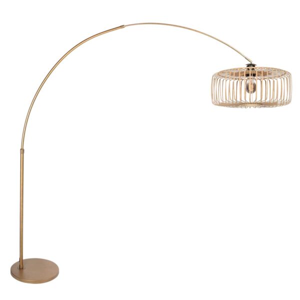 Bronze booglamp met naturelkleurige kap Steinhauer Sparkled Light