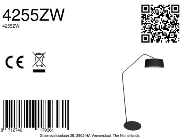 Trendy booglamp met conische zwarte kap Anne Lighting ZigZag - Image 14