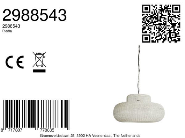 Wit gevlochten rotan hanglamp Light & Living Piedra - Ø 59 cm - Image 6