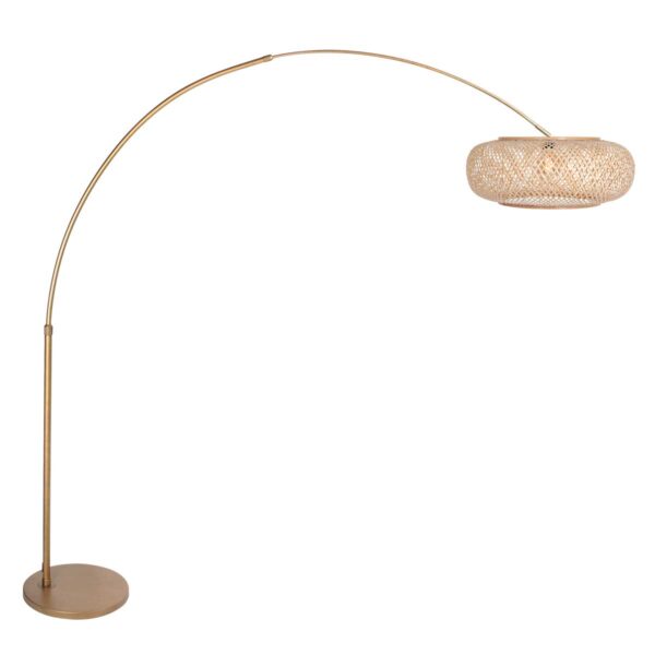 Klassieke bronskleurige booglamp bamboe kap Steinhauer Sparkled Light