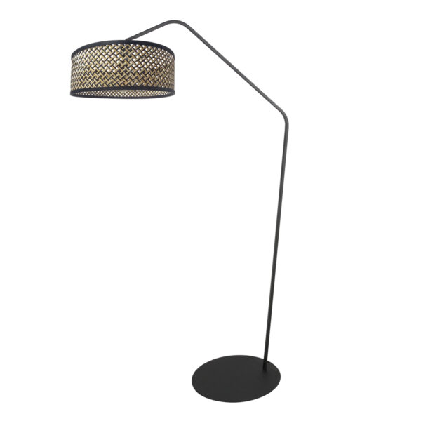 Zwarte vloerlamp met geweven bamboe kap Anne Lighting ZigZag - Image 2