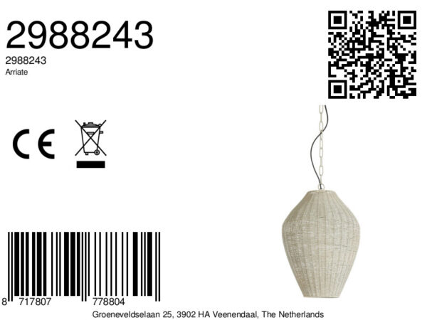Witkleurige rieten hanglamp Light & Living Arriate - Ø 33 cm - Image 6