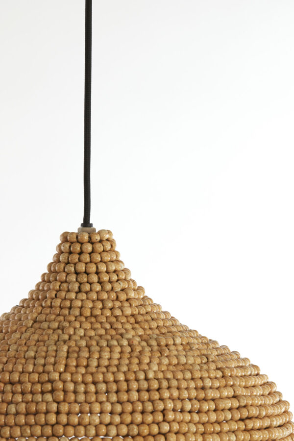 Geweven houten hanglamp met kralen houder Light & Living Kalenga - Ø 36 cm - Image 3