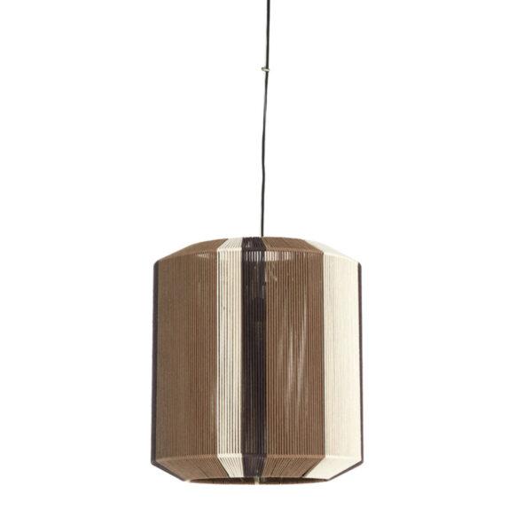 Gestreepte hanglamp bruin-wit Light & Living Kozana - Ø 48 cm
