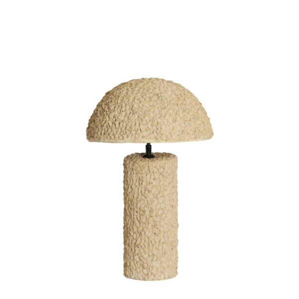 Beige textuur paddenstoel tafellamp Light & Living Qazu - H 48 cm