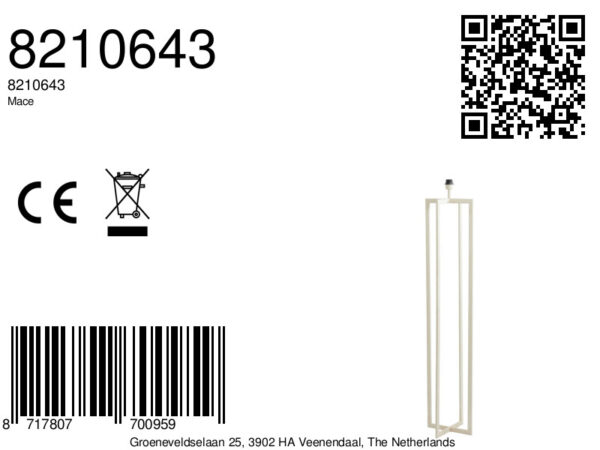 Vierkante lange lampenvoet wit Light & Living Mace - H 140 cm - Image 7