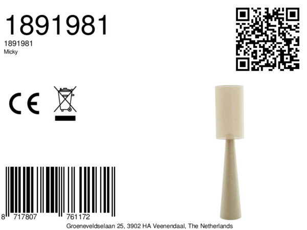 Sfeervolle vloerlamp met beige lampenkap Light & Living Micky - H 180 cm - Image 6