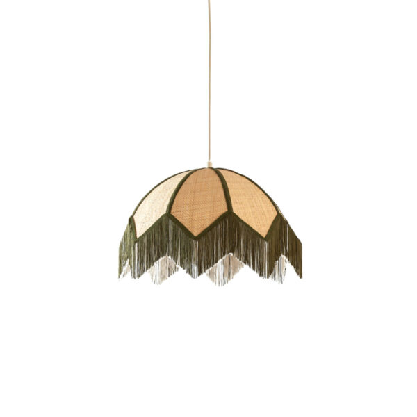 Groene hanglamp met stijlvolle franjes Light & Living Sulina - Ø 45 cm