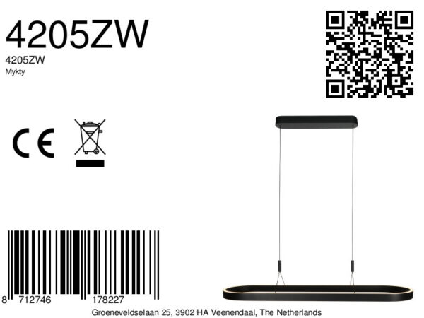 Ovale zwarte eettafellamp up- & downlight LED Stienhauer Mykty - Image 11