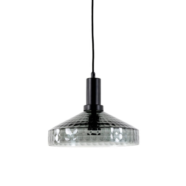 Grijze glazen hanglamp met structuur Light & Living Delilo - Ø 23 cm