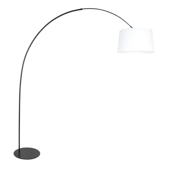 Trendy zwarte booglamp met witte kap Anne Lighting Curve