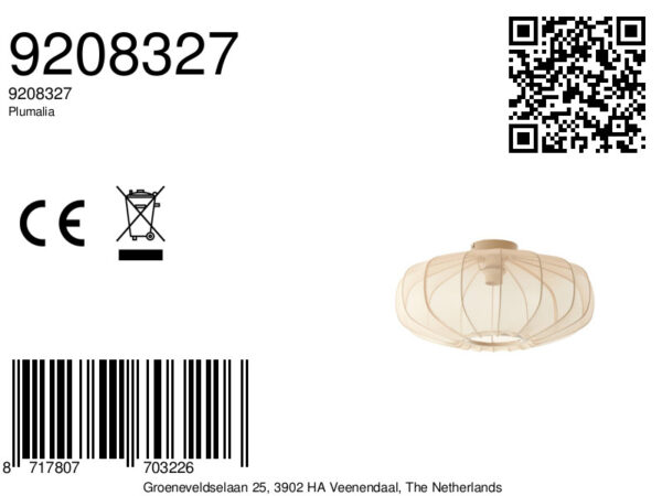 Plafondlamp rond katoen beige Light & Living Plumalia – B 50 cm - Image 8