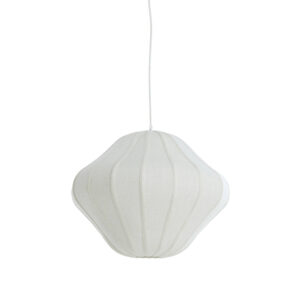 Witte ovale hanglamp met stoffen kap Light & Living Sukau - Ø 50 cm