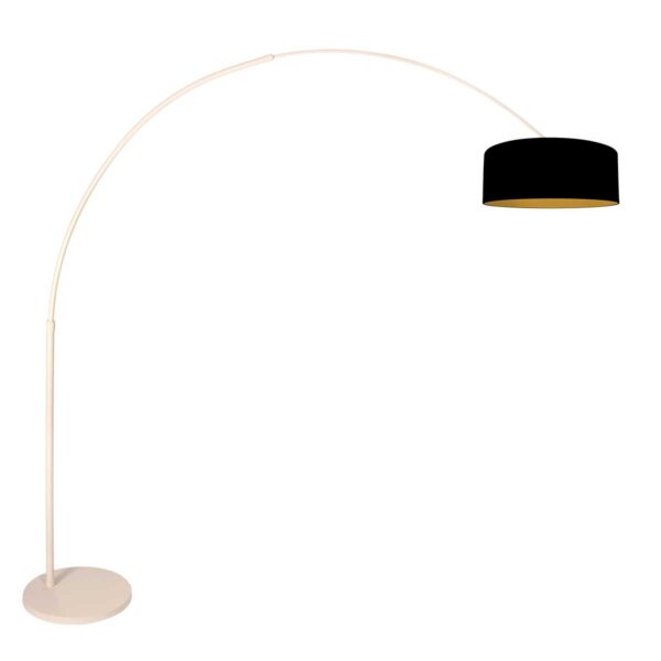 Beige staande booglamp met zwarte kap Steinhauer Sparkled Light