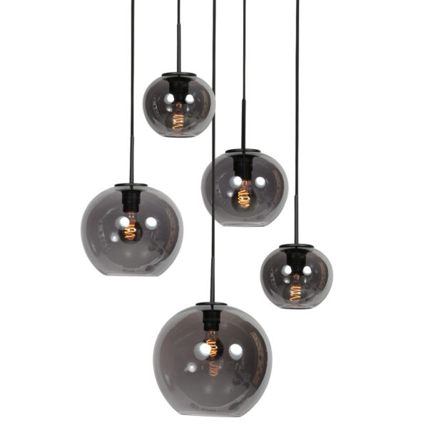 Zwarte hanglamp met bollen in smoke glas Mexlite HaloSwap - Image 3