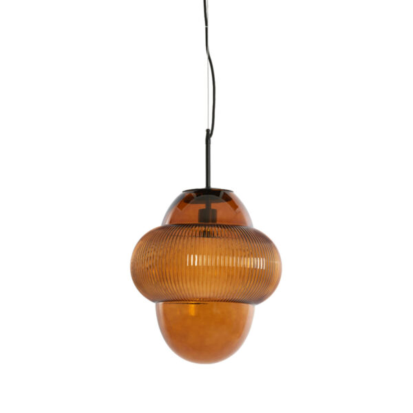 Amberkleurige glazen hanglamp Light & Living Ovnis - Ø 35 cm
