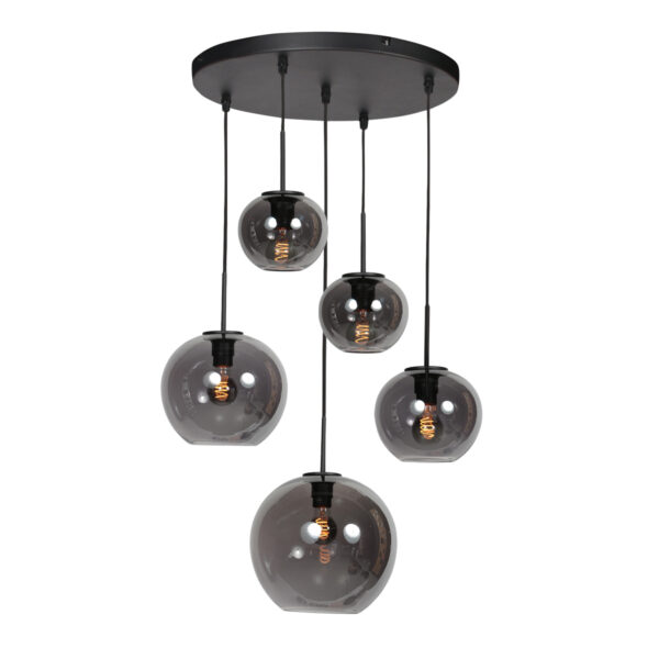 Zwarte hanglamp met bollen in smoke glas Mexlite HaloSwap - Image 8