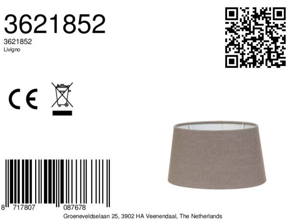 Stoffen lampenkap in beige kleur Light & Living Livigno - H 12 cm - Image 3