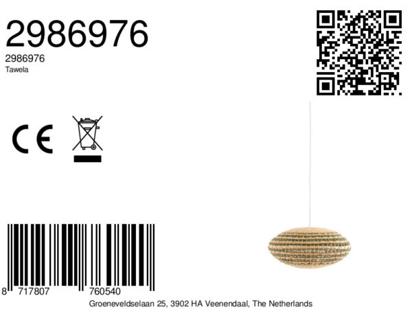 Ovale gevlochten rotan hanglamp Light & Living Tawela - Ø 50 cm - Image 6