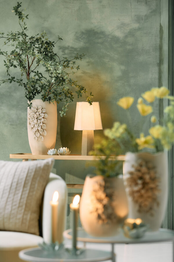 Witte stoffen tafellamp geometrisch ontwerp Light & Living Musabo - H 49 cm - Image 4