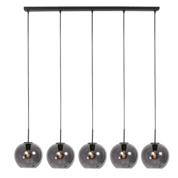 Langwerpige hanglamp met 5 ronde smoke glazen Mexlite HaloSwap - Image 6