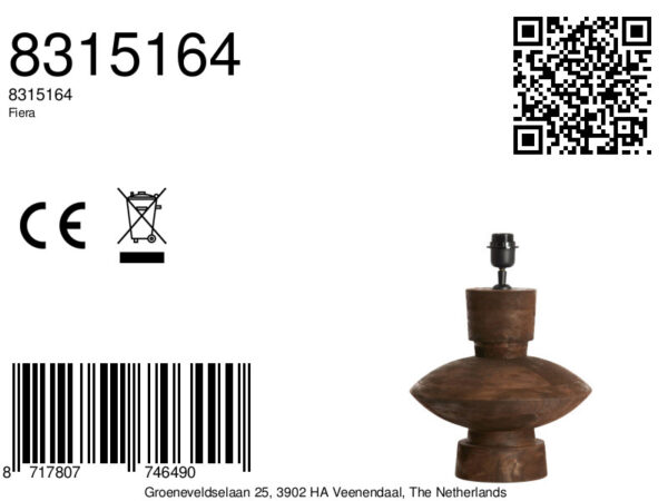 Decoratieve houten lampenvoet in kleur Light & Living Fiera - H 31 cm - Image 7