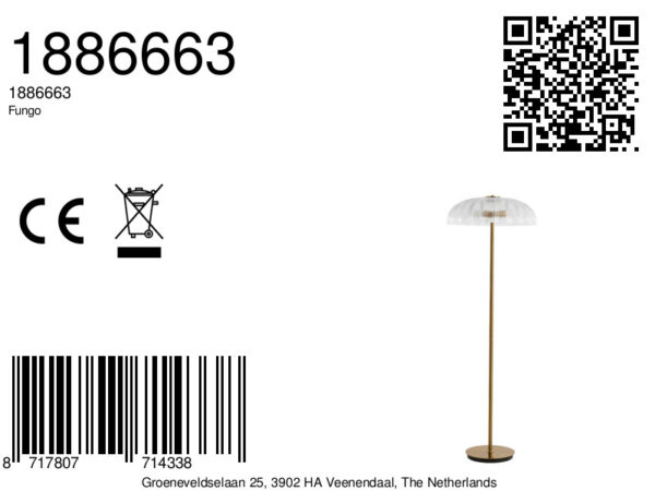 Klassieke vloerlamp goud met paraplu glas Light & Living Fungo - H 155 cm - Image 7