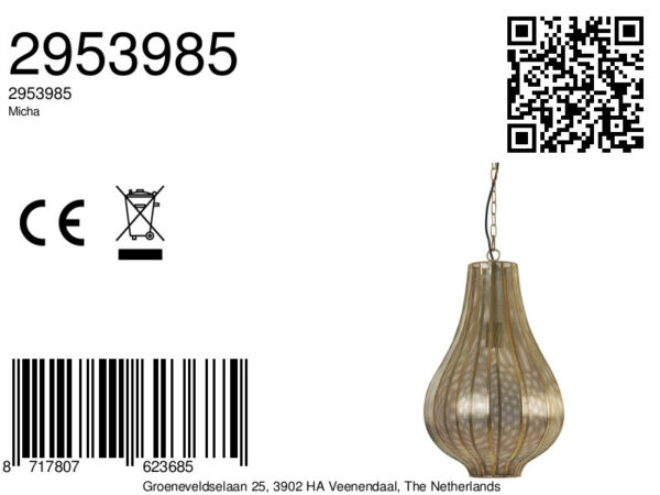 Goudkleurige metalen hanglamp Light & Living Micha - Ø 33 cm - Image 7