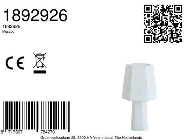 Witte moderne design tafellamp Light & Living Musabo - H 49 cm - Image 5