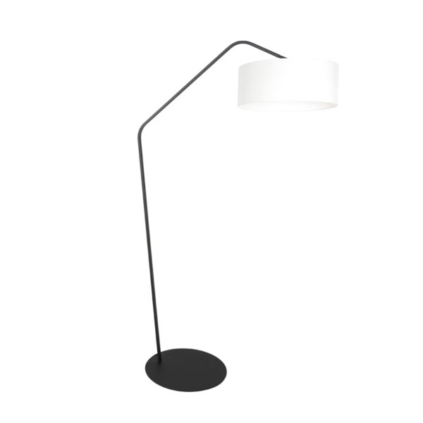 Zwart geknikte booglamp witte kap Anne Lighting ZigZag