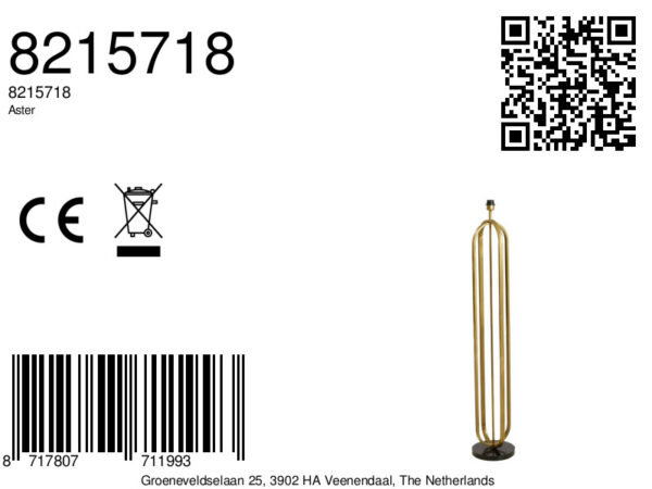 Gouden staande lampenvoet Light & Living Aster - H 140 cm - Image 6