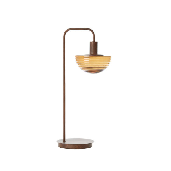 Vintage tafellamp met ambeurkleurig glas Light & Living Baylie - H 61 cm