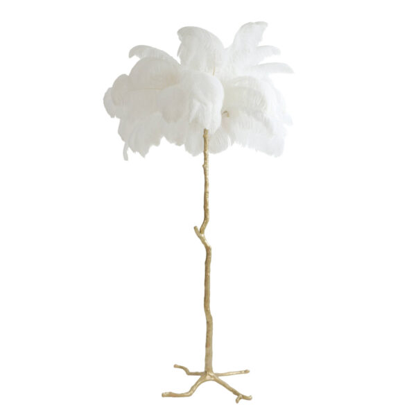 Witte design veren staande lamp Light & Living Feather - H 180 cm