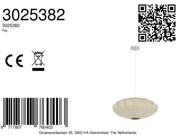 Crèmekleurige ronde hanglamp met textielkap Light & Living Fay - Ø 50 cm - Image 8