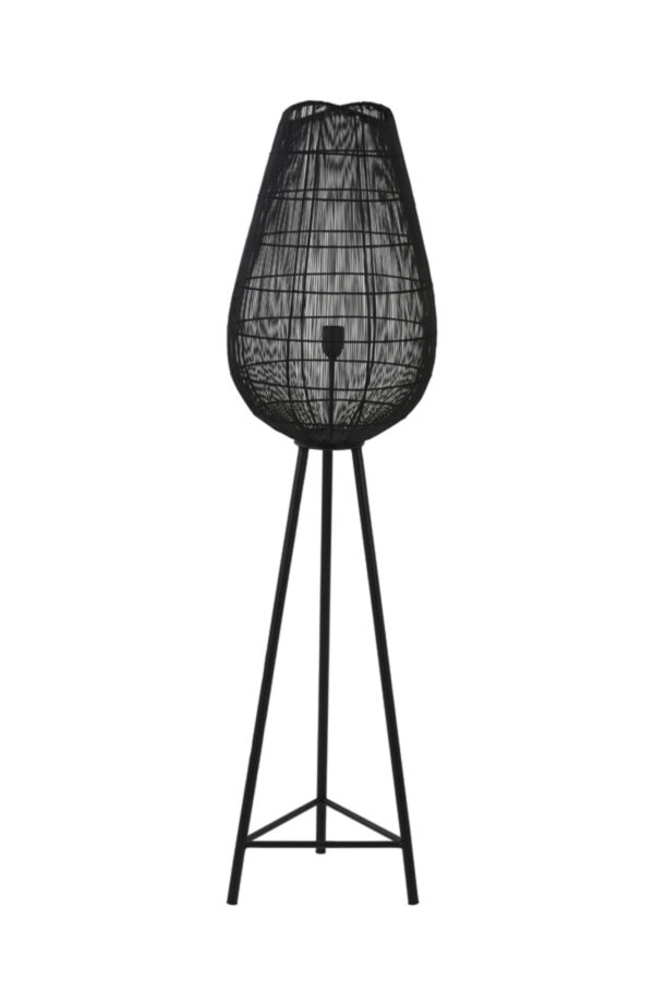 Zwarte staande driepootlamp met ovale draadkap Light & Living Yumi - H 145 cm - Image 3