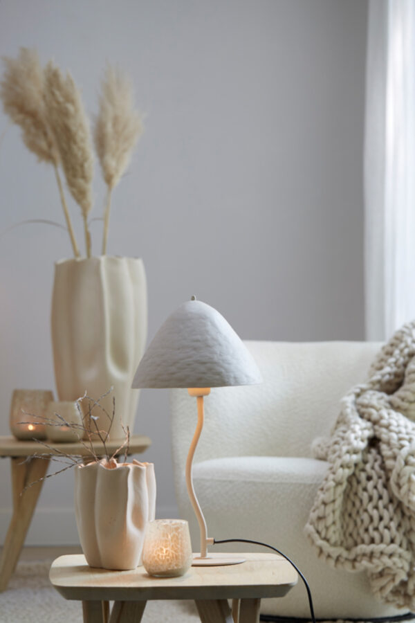 Witte japandi gebogen paddenstoel Light & Living Elimo - H 50 cm - Image 4