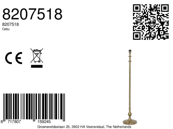 Antieke bruinkleurige lampenvoet Light & Living Cebu - H 132,5 cm - Image 3