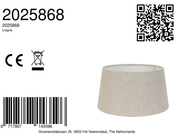 Linnen lampenkap beige kleur Light & Living Livigno - Ø 20,5 cm - Image 3