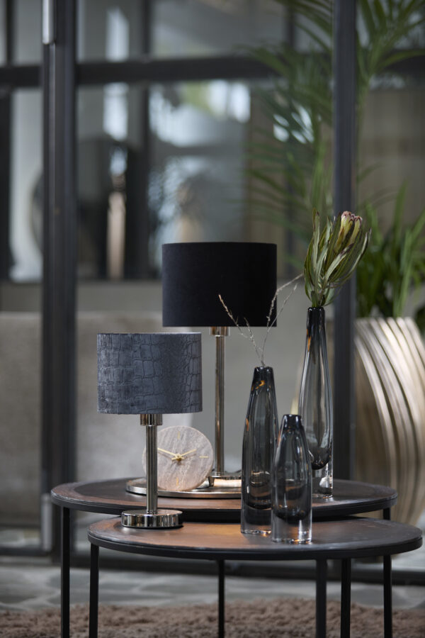 Zwarte cilindervormige lampenkap in stijl Light & Living Velours - Ø 25 cm - Image 5