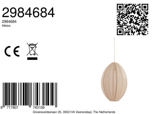 Beige ovale hanglamp met stoffen kap Light & Living Milatos - Ø 38 cm - Image 10