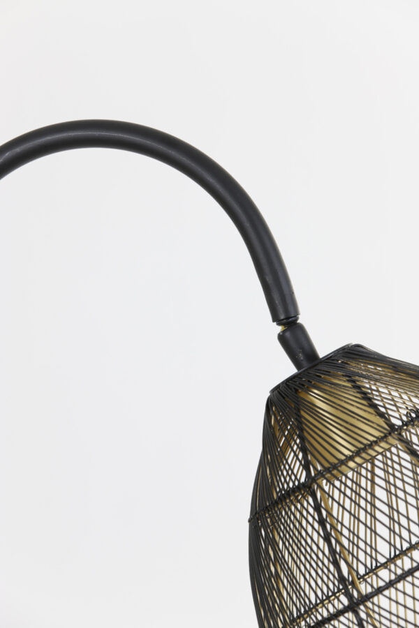 Zwart metalen staande lamp met draadkap Light & Living Meya - H 172 cm - Image 7