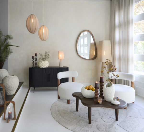 Beige ovale hanglamp met stoffen kap Light & Living Milatos - Ø 38 cm - Image 5